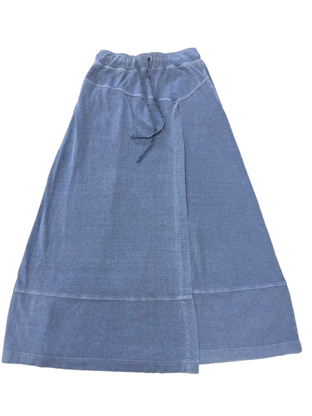 Poetry Hemp Organic Cotton Wrap Maxi Skirt Blue Size 2 with pockets Lagenlook